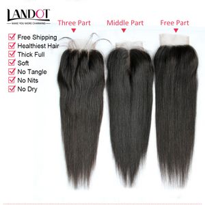 Indian Straight Virgin Hair Weaves With Closure 4pcs/Lot Unprocessed Brazilian Human Hair 3 Bundles With Lace Closures Free/Middle/3 Part