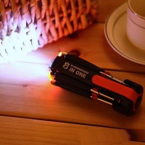 8 In 1 Multi Portable Screwdriver With 6 LED Torch Screw Driver Repair Light Up Multi-functional Integrated Flashlight Set 100 pieces up