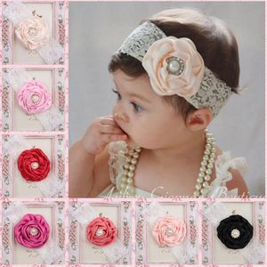 New Europe Fashion Neonate Neonate Fiore Fasce di perle Pizzo Copricapo Fascia Bambini Bambini Fotografia Puntelli Accessori per capelli Neonati G