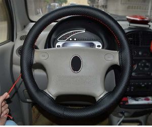 Trança universal no volante costurar capa de volante de carro de microfibra para cobrir todo o conector único 38cm