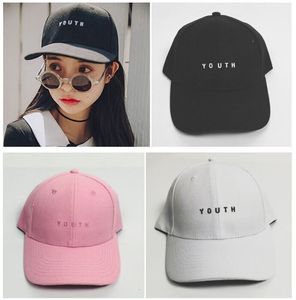 Unisex-Buchstaben „Jugend“-Stickerei, Baseballkappe, Papa-Hüte, modische Snapback-Mütze, stilvolle Hip-Hop-Kappen, einfarbig