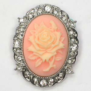 Wholesale cameo pins resale online - Fashion Brooch Rhinestone Roses Cameo Pin brooches Jewelry gift C102007