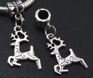 100 sztuk Stop Tybetański Silver Deer Charms Wisiorek Dangle Koraliki Fit Europejska Bransoletka 30mm