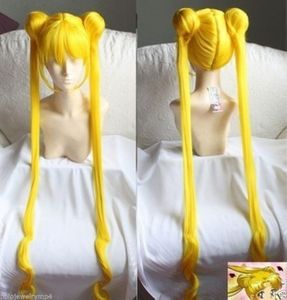 Parrucca da donna Cosplay Sailor Moon Yellow Long 100cm