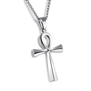 Egyptian Jewelry Stainless Steel Ankh Cross Pendant Necklace New design Black Silver Gold Plated Men's Women Christian Religious gifts