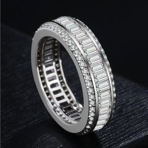 US GIA Certyfikat Sona Diamond Channel Pierścień Minimalistyczne pierścionki dla kobiet Silver Color Kobiet Biżuteria Bijoux Femme