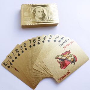 24k Gold Spielkarten großhandel-Poker k Gold Spielkarten Joker Games King Big Zwei Tisch Party Spiel Folienblatt Büro Spielzeug