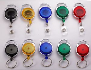 New Mini Practical Key Rings Badge Spreader Retractable Reel Strap Belt Clip Key Chain Lobster Clasp Ring Clear Color Wholesale 100PCS