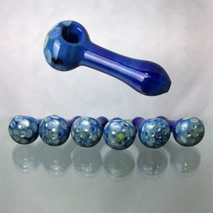 spoon pipes sick Glass Pipe Portable Hand Blown Glass Tobacco Pipes Concentrate Glass Bowl Smoking 4.3 Inch Blue Spot Glass Smoking Pipes