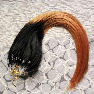 100g extensões de cabelo humano loops retas T1B / 27 cabelo virgem brasileiro loiro mel Ombre mikro loop extensões de cabelo humano