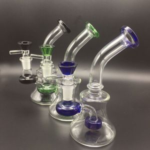 6 tum mini glasbongar med gratis färgglada glasskålar hård bägare bong olje riggar glas vattenrör