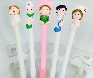 Cute Cartoon Doctor Nurse Ballpoint Pen Polymer Caly Ball Point Pens for Writing Stationery School Office Supplies