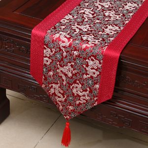 120inch Extra Long Dragon Patchwork Table Runner High End Chinese style Silk Brocade Dining Table Cloth Protective Pads Placemat 300x33 cm