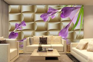 3High kvalitet skräddarsy storlek modern 3d bakgrund vägg violett 3d väggmålningar tapet för vardagsrum
