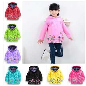 Mädchen Blume Regenmantel Kinder Mode Wintermantel Blume Regenmantel Jacke für winddichte Oberbekleidung Regenmantel Windjacke 9 Farbe KKA2921