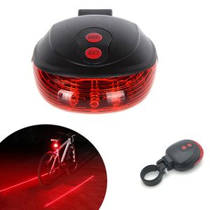 Facklarna 5LED 2LASER Bike Lights Cycling Safety Bicycle Bak Lamp Vattentät cykel Laser Ljus varningslampa blinkande Lampfair