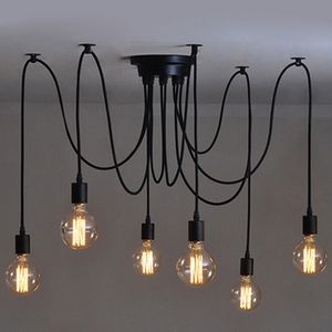 Hardwired Vintage Soft Pendant Light Edison Industrial Landelier med Soft Bar Restaurang Sovrum E27 Konst Hänglampa # 01