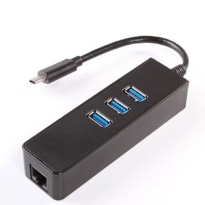 USB 3.1 Type C type-c to Gigabit Ethernet Network +USB 3.0 Hub 3-port Cable LAN Adapter Black For Macbook & Chromebook