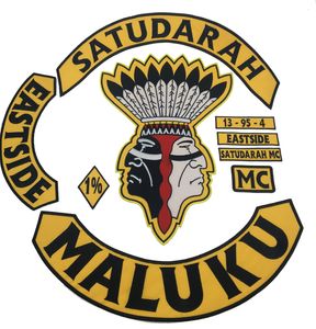 Nowe przybycie satudarah MC haftowane żelazo na łatce kamizelka motocyklowa motocyklowa kamizelka do kamizelki do pełnego tylnego rozmiaru Patch G0397 Darmowa wysyłka