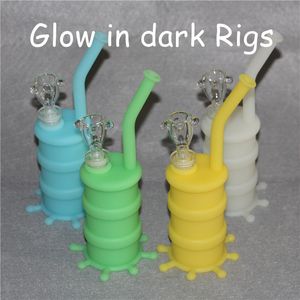 Tubos de Água de silicone silicone dab rig Removível Silício Bong Longo Tubo De Vidro Bongs Altura 8.26 