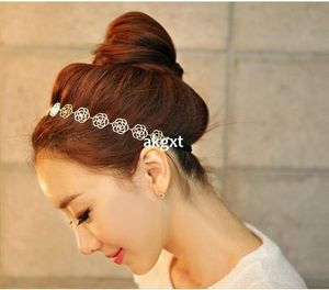 Wholesale -detailsファッション女性のヘアアクセサリーシルバーメタルバラの花のヘッドバンドリングヘアバンド＃D591