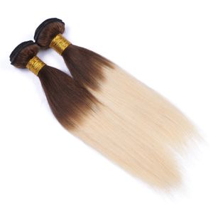 Chegam novas Marrom Loira Ombre Cabelo Vingin Peruano Extensões de Cabelo Em Linha Reta De Seda Dois Tons 4/613 Cabelo Humano Ombre Weave Hetero feixes