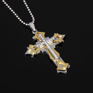 Mens Cross Diamonds Pendant Necklaces Titanium Steel Link Chain Necklace Statement Charm Popular Jewelry gifts Fashion Accessories hot sale