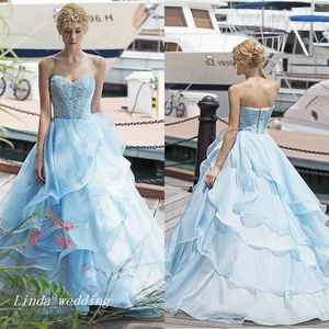 Light Blue Sky Vestidos Quinceanera Querida Ruffle Doce 16 Longo Vestido de Festa Evento vestido de Baile Plus Size vestidos de 15 anos