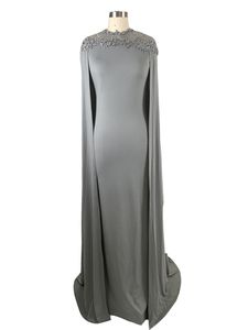 Tani prawdziwy obraz 2017 Długie sukienki wieczorne syreny z Cape Illusion Neck Lace Mother of the Bride sukienki Long Formal Party 273c