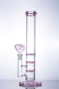 Narghilè nero verde blu rosa Bong in vetro Pipa ad acqua Pipa con ciotola 3 strati a nido d'ape Percolatore Recycler Oil Rigs 14 mm giunto maschio