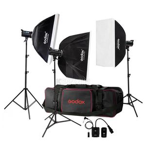 Godox DE300 3pcs 300W 900WS Studio Photo Flash Light Kit Softbox Light Stand Carrying Bag Photography Strobe Lighting Set