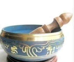 Free Shipping Tibetan Green Bowl Singing HIMALAYA Hand Hammered CHAKRA MEDITATION Religion 8 cm Diameter In Frosted Bronze Bowls