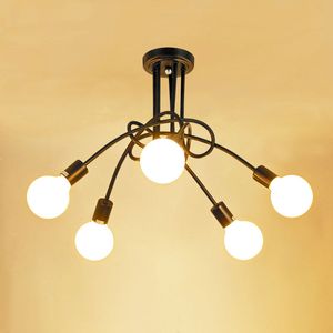 Vintage-Deckenleuchten, moderne Leuchten, LED-Lampen, Heimbeleuchtung, Metall-Lampenschirm, industrielle Edison-E27-Fassung, 3/5-Kopf-Lampe