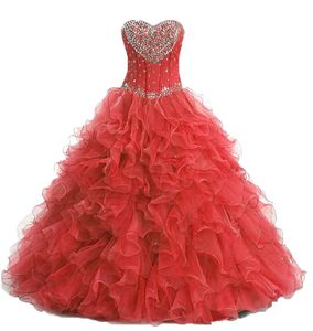 Wholesale sweet 16 dresses resale online - 2017 Fashion Crystal Ball Gown Quinceanera Dresses with Sequined Beading Organza Plus Size Sweet Dresses Vestido Debutante Gowns BQ21