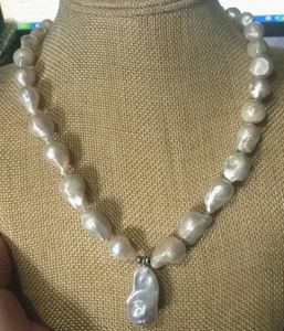 ingrosso Collane Di Perle Di 25mm-New Fine Genuine gioielli perle Eccellente mm naturale del sud barocco bianco Akoya perla pendente collana pollici