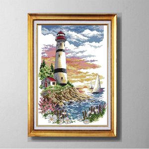 Lighthouse seaside scenery , DIY handmade Cross Stitch Needlework Sets Embroidery kits paintings counted printed on canvas DMC 14CT /11CT