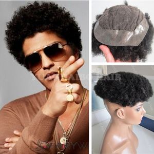 흑인 남성을위한 뜨거운 판매 6inch 짧은 인디언 버진 인간의 머리 자연 검은 아프리카 컬 뚜쟁 무료 배송