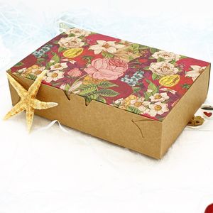 Vintage Floral Packing Box Christmas Gift Wrap Ślub Favors Dla Gości Candy Boxes Opakowania Cookie Macaron Chocolate Carton sztuk