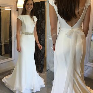 Eleganta bröllopsklänningar till trädgården Castle Chapel Bröllop 2017 Mikaella Bridal Dress Sexig Open Back Vestidos de Noiva I lager