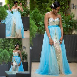 High-end Crystals Plus Storlek Prom Klänningar Med Avtagbar Kjol Beaded Sweetheart Neck Kvällsklänning Billiga Golv Längd Tulle Formell Klänning