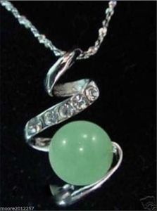 Fantastic! Rare Tibet silver natural jade bead pendant necklace