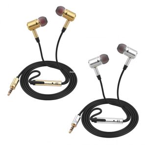 Freeshipping Odpinany Słuchawki Douszne 3,5 mm Stereo z Mic Metal Obudowa do iPhone Sasmung Telefony Gold Silver Colors