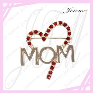 Wholesale word day for sale - Group buy 100PCS China Factory Direct Red Heart Love MOM Word Brooch Pin Mother s Day Gift