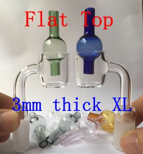 Flat Top XL Quartz Banger Nail + Glass Ball Carb Cap 3mm Tjock med 25mm Od Kvinna Man 10mm 14mm 18mm 45 90 naglar