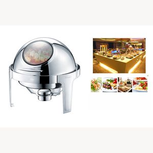 Visual Buffet-Heizer aus Edelstahl, Chafing Dish, Hotpot-Halter, 6 l, rund, Bain Marie, Hochzeit, Catering, Bankett, Kochtopf, Server, Tablettwärmer