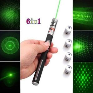 Best selling 5MW 532nm Star Green Laser Pointer With 5 pattern heads visible beam light