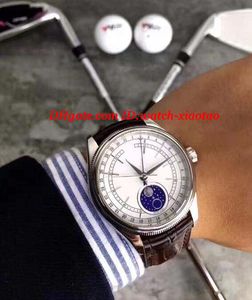 Роскошные часы Новый Золотой Белый Циферблат 39 мм Луна Фаза Модель Мужские Часы M50525-0002 Автоматическая Мода Бренд Мужская Часы Наручные часы