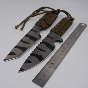 Swiss Army Knives großhandel-Voller Zapfen reparierte Blatt Messer kleines gerades taktisches Überlebens Messer Stahl Material ST Camo Schweizer Taschenmesser im Freien kampierende Jagd Werkzeug
