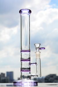 colored hookah Straight glass tube glass bongs honeycomb perc water pipe hookahs with 14 mm joint purple pink bong bubbler