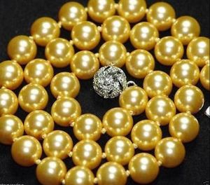 Piękny 10mm Gold South Sea Shell Pearl Necklace 18 